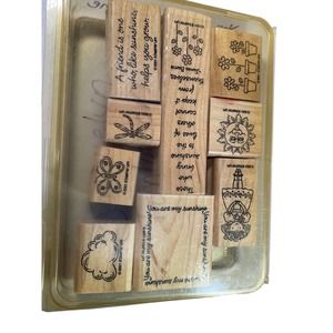 VTG STAMPIN UP! Craft Stamps Mounted Rubber Hard Wood You Are My Sunshine 2001